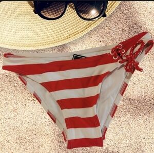 Island Company Cuba Libre Stripe Lace Up Bikini Bottom NWT Size XS